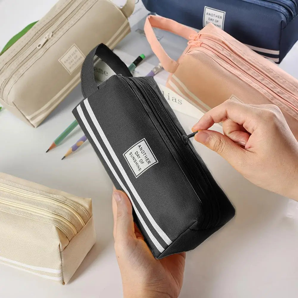 Large Capacity Double Layer Oxford Cloth Pencil Case