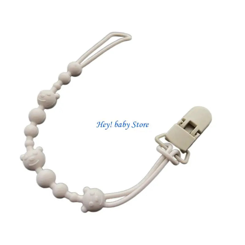 Bear Pattern Silicone Baby Pacifier Clip Chain | Safe Soother