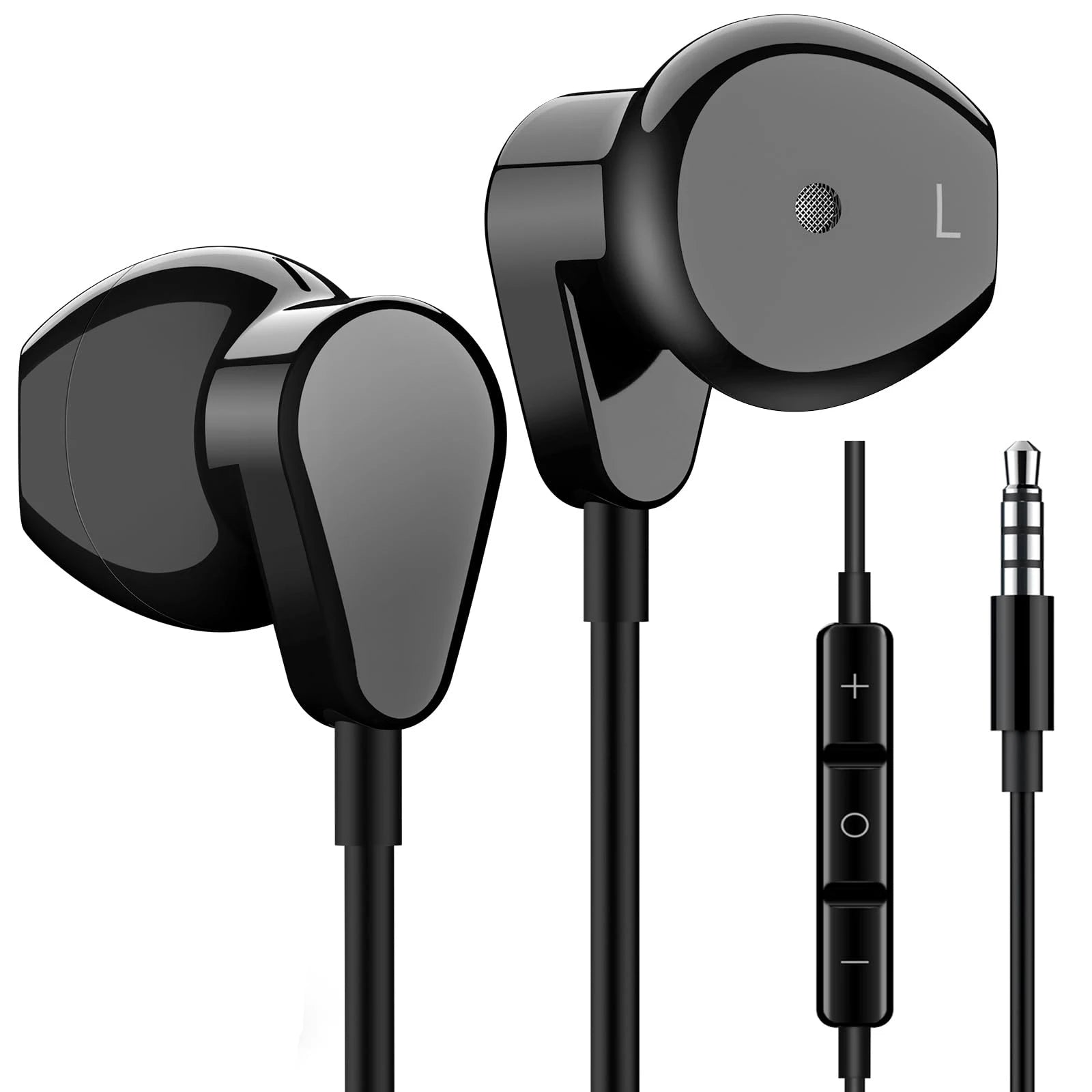 1pc Classic Flat Head Wired Gaming & Music Earphones, With Microphone & In-Line Control, 3.5mm Jack, Ergonomic Design Peaceful Pleasures Health and Wellness