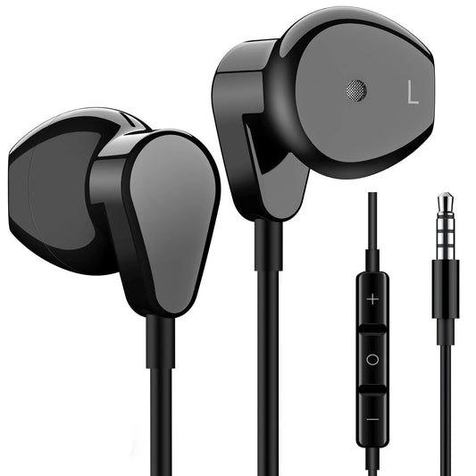 1pc Classic Flat Head Wired Gaming & Music Earphones, With Microphone & In-Line Control, 3.5mm Jack, Ergonomic Design Peaceful Pleasures Health and Wellness