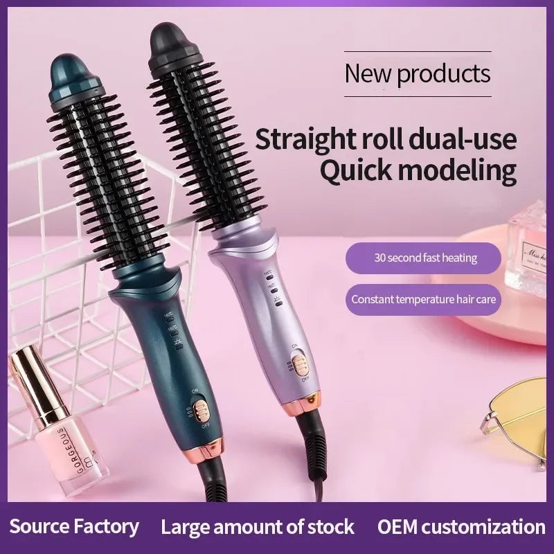2-in-1 Mini Hair Straightener & Curler Brush | Travel Styler