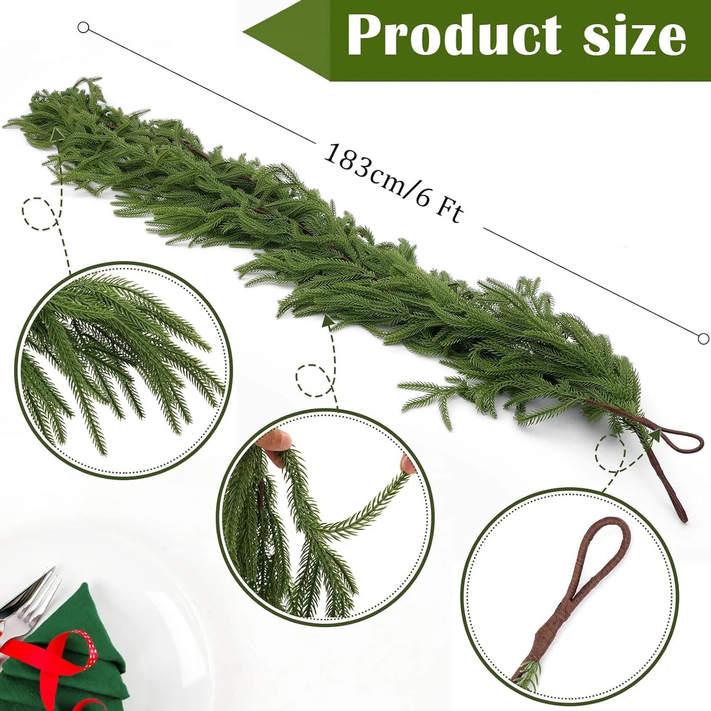 Indoor Christmas Decor Featuring Simulated Pine Needles Rattan