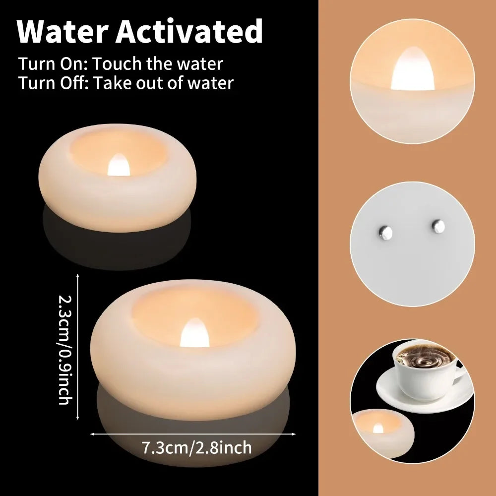 6-24 Pack Flameless LED Floating Candles Battery Operate Waterproof Tealights for Vases Wedding Party Pool Bathtub Decor Peaceful Pleasures Health and Wellness