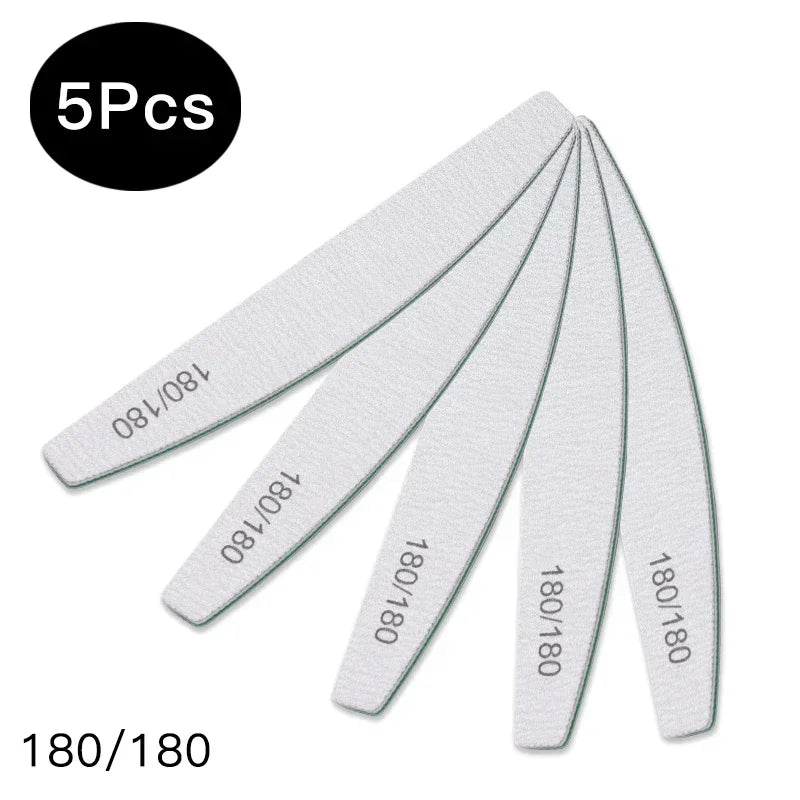 3/5/10Pcs Professional Nail File Sandpaper Strong Thick Nail Files Buffer For Manicure Sanding Half Moon Lime Nail Tools 100/180 Peaceful Pleasures Health and Wellness Q39128 5PCS