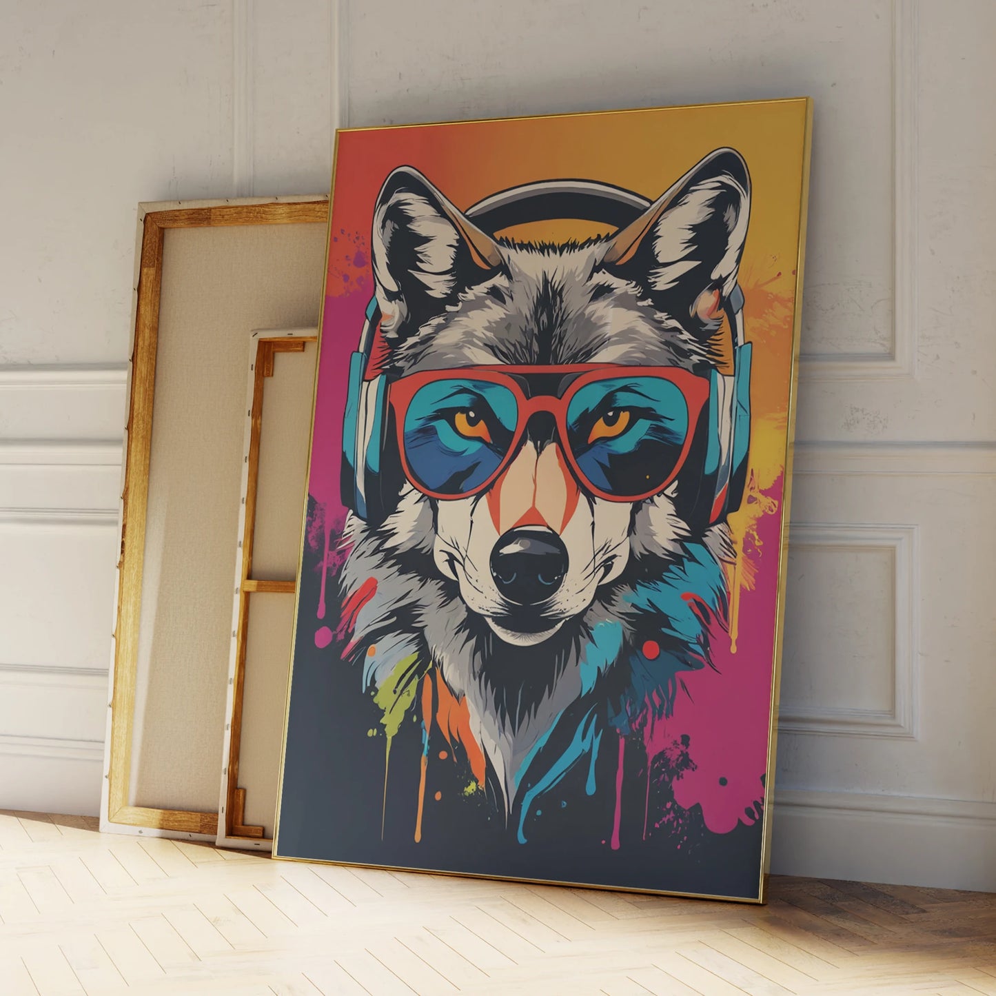 Graffiti Animal Canvas Wall Art | Orangutan Lion Dog Print