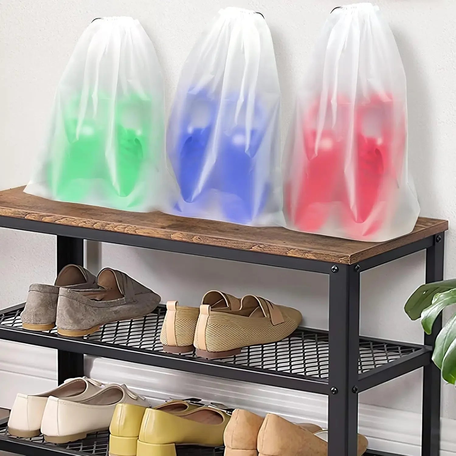 25 Pack Clear Travel Shoe Bags – Waterproof Drawstring Travel & Storage Peaceful Pleasures Health and Wellness