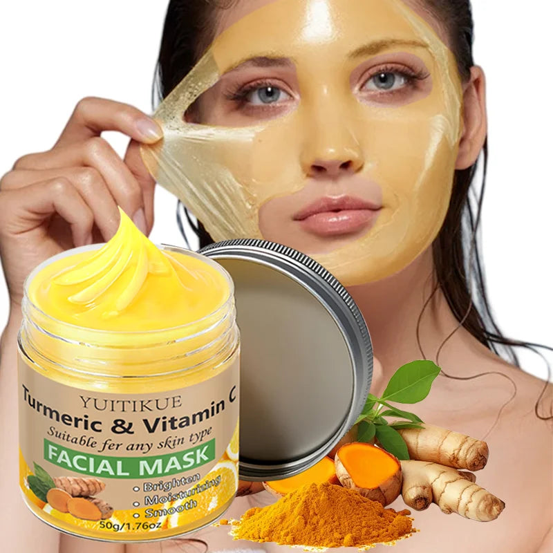 YUITIKUE Turmeric & Vitamin C Facial Mask 50g Brightening & Moisturizing Care for Smooth Skin Peaceful Pleasures Health and Wellness