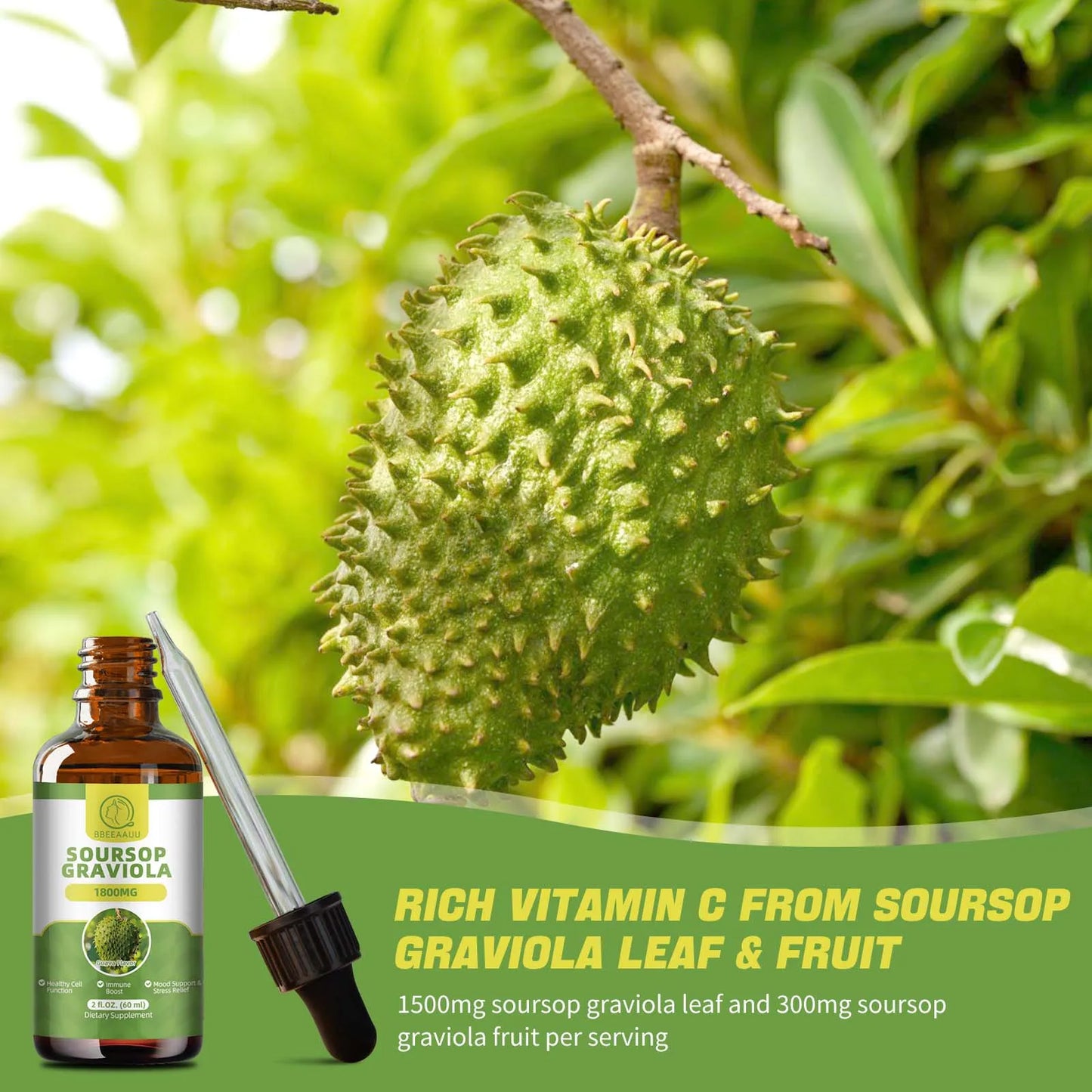 Soursop Graviola Extract Drops – Immunity & Detox Support Herbal Supplement Peaceful Pleasures Health and Wellness