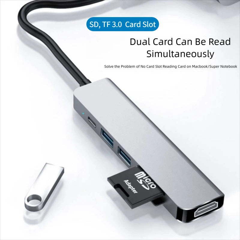 USB 3.0 Type-C Hub To HDMI Adapter 4K 30HZ SD TF Card PD 87W Fast Charge Splitter USB Docking Stations Hub for MacBook Compute Peaceful Pleasures Health and Wellness