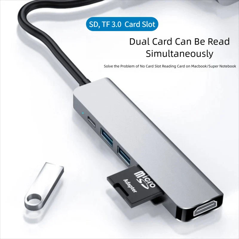 6-in-1 USB-C Hub – 4K HDMI, SD/TF, USB 3.0 & 87W PD