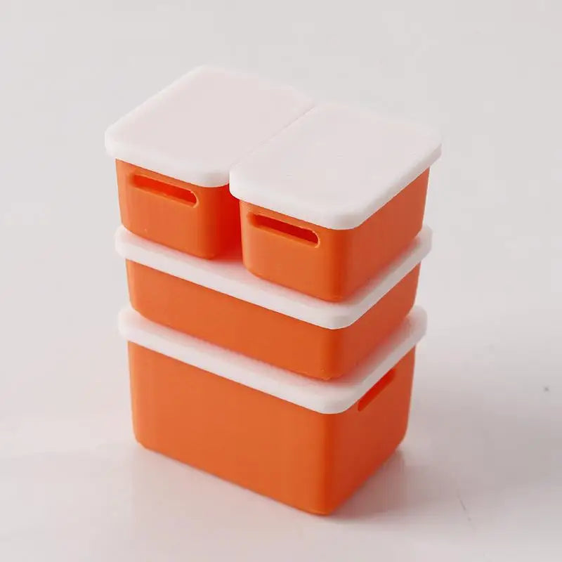 1/12 Dollhouse Miniature Food Storage Cases Set of 4 with Lids