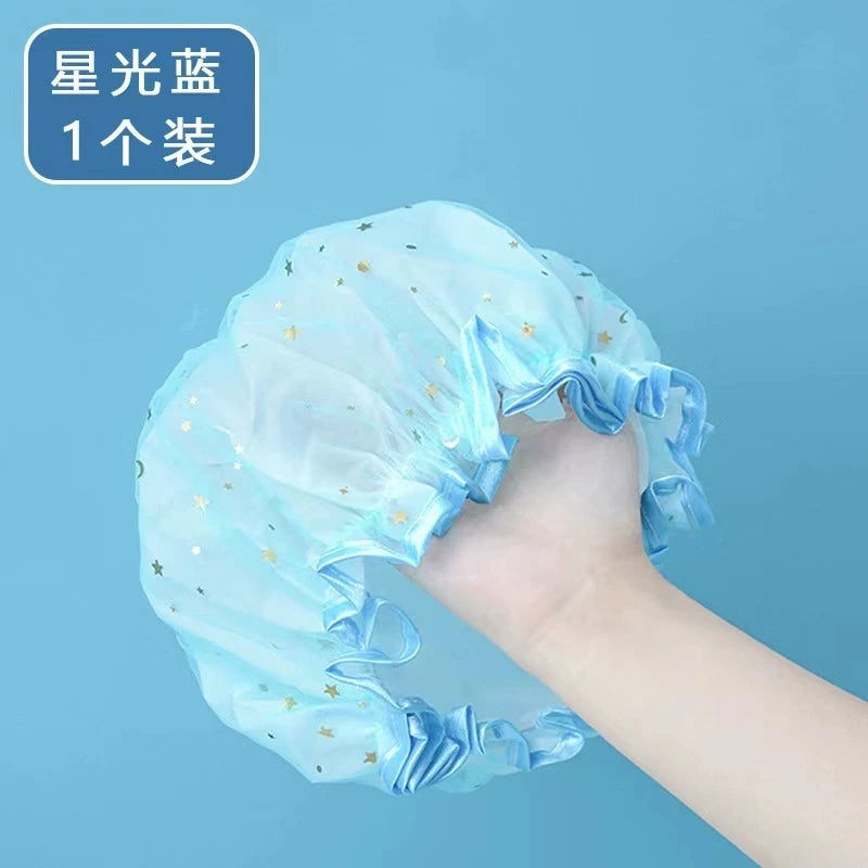 Double-Layer Waterproof Shower Cap | PVC & EVA Bathing Hat