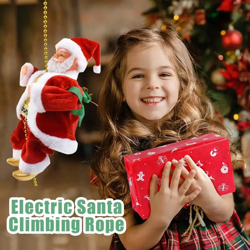 Santa Claus Climbing Beads Music Electric Doll Rope Climbing Santa Christmas Gift For Children Electric Toys Peaceful Pleasures Health and Wellness