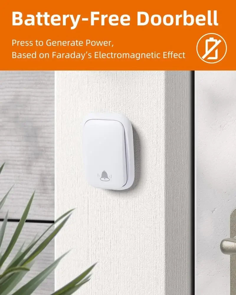 Wireless Doorbell No Batteries, 600ft Range, 38 Melodies, Waterproof for Home Office Peaceful Pleasures Health and Wellness