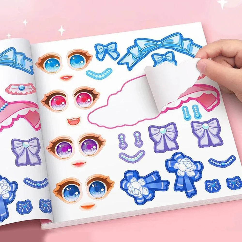 Cartoon Princess Make Face Puzzle Stickers Girls Reusable Creative