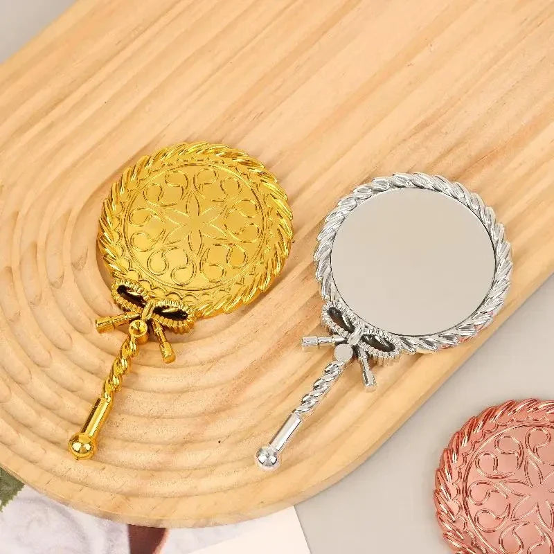 Golden Bow Knot Handheld Makeup Mirror – Vintage Aesthetic