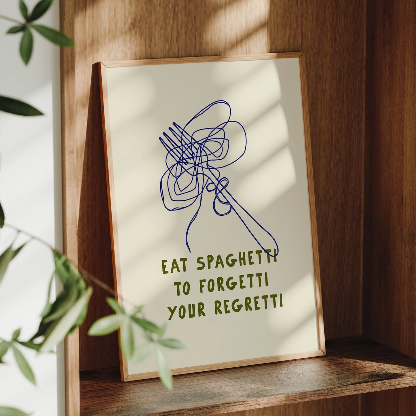 Minimalist "Eat Spaghetti" Canvas Wall Art Print | Kitchen Decor