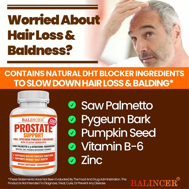 Beta-Sitosterol Saw Palmetto Capsules for Men's Prostate Health Vitamins Supports Hair Growth Men's Health Urinary Tract Health Peaceful Pleasures Health and Wellness