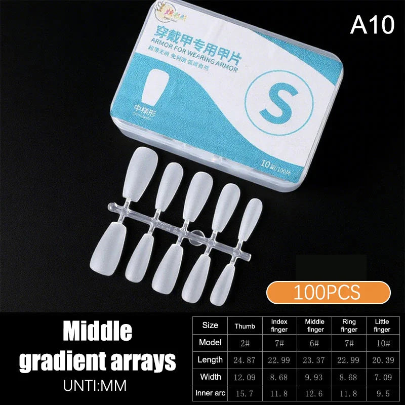 100pcs Clear Press-On Nail Tips – Full Cover Ultra-Thin False Nails
