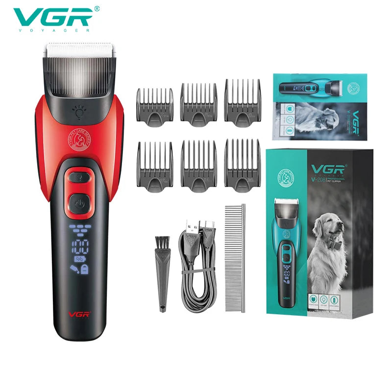 VGR 208 Pet Shaver Sharp Blade Deep Cleaning Hair Trimmer Safe and Reliable USB Pet Hair Removal Electric Push Cutting Razor Peaceful Pleasures Health and Wellness V-208red
