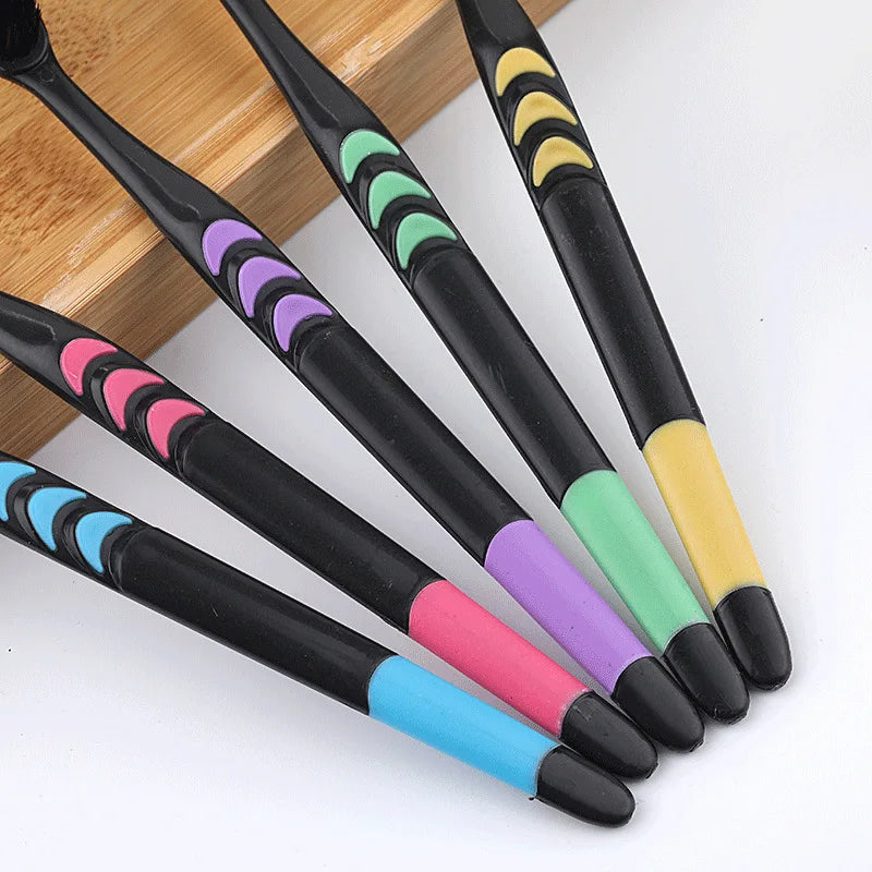 10-Pack Bamboo Charcoal Soft Toothbrush Set | Family Travel