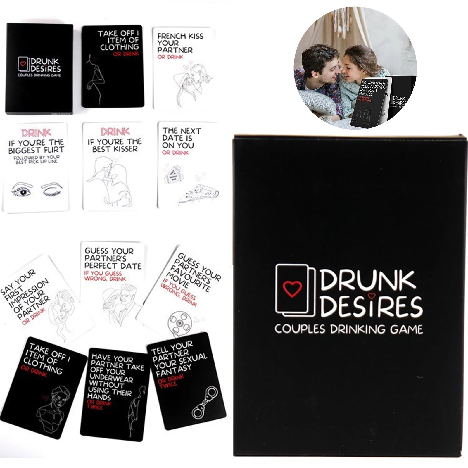 Drunk Couples Desires Card Game Interactive Card Party Board Card for Birthday Gifts New Year's Gifts Peaceful Pleasures Health and Wellness 1pcs