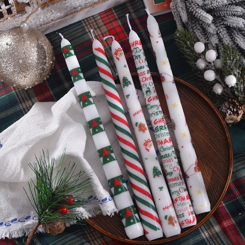 Printed Long Pole Candles European Romantic Candles Dinner Wedding Holiday Family Cross Border Smoke Free Candle Home Decorative Peaceful Pleasures Health and Wellness