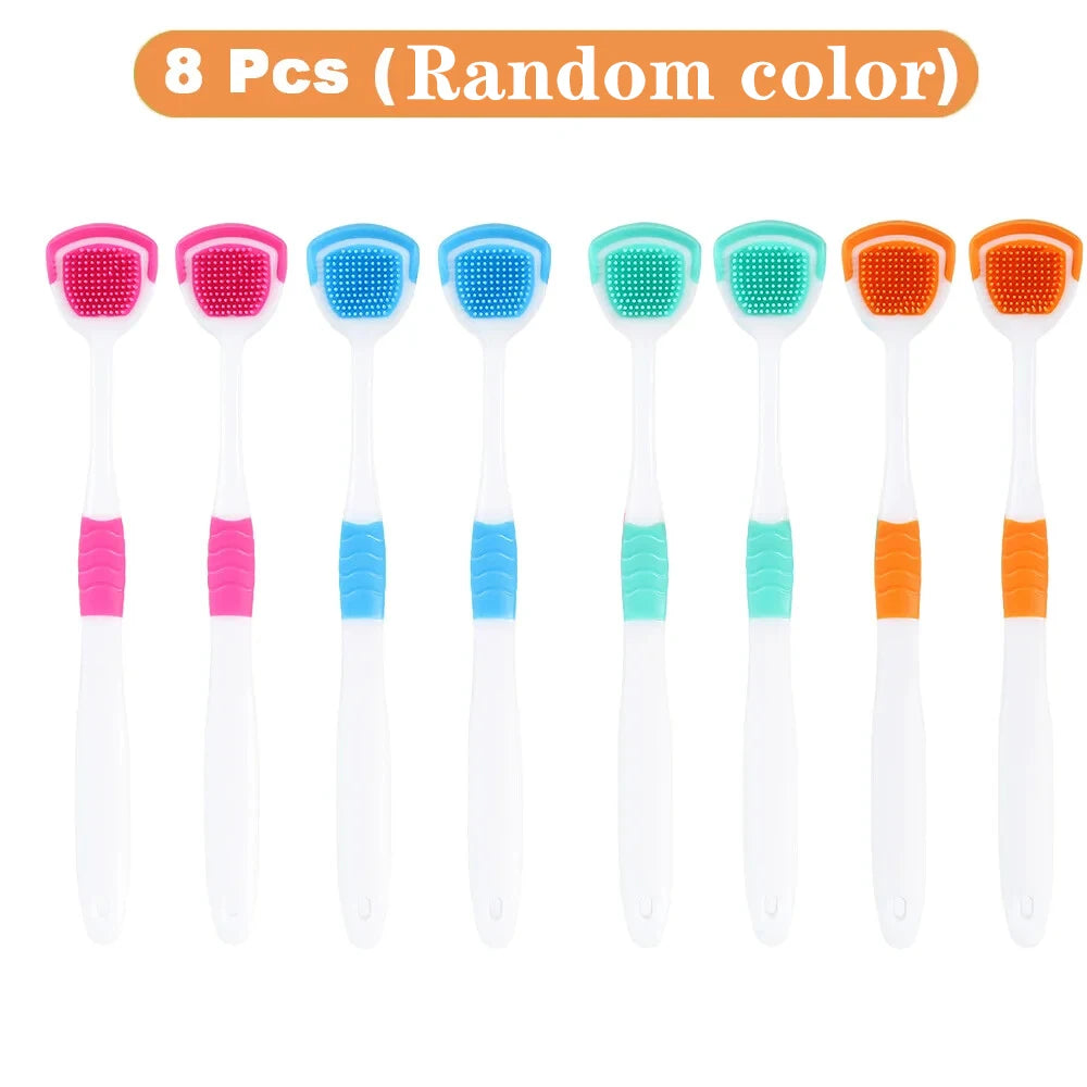 Vaclav 1Pc/4Pcs/8Pcs Silicone Tongue Scraper For Oral Hygiene,Tongue Cleaner Scraper For Oral Care,Tongue Brush Food Debris Clea Peaceful Pleasures Health and Wellness 8Pcs(Random color)