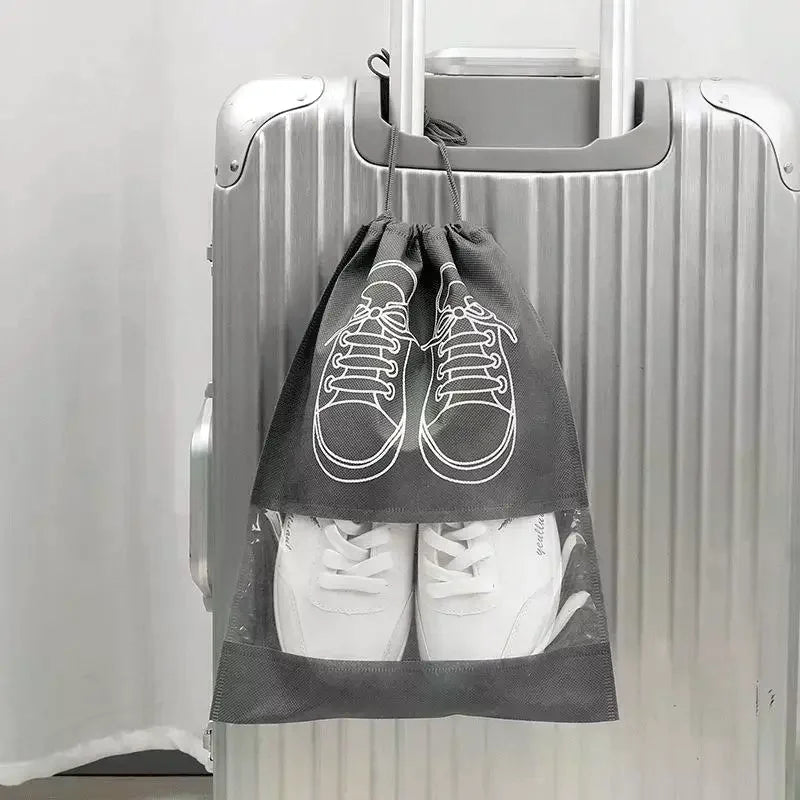 Non-Woven Drawstring Shoe Bags – Waterproof Travel Set of 10