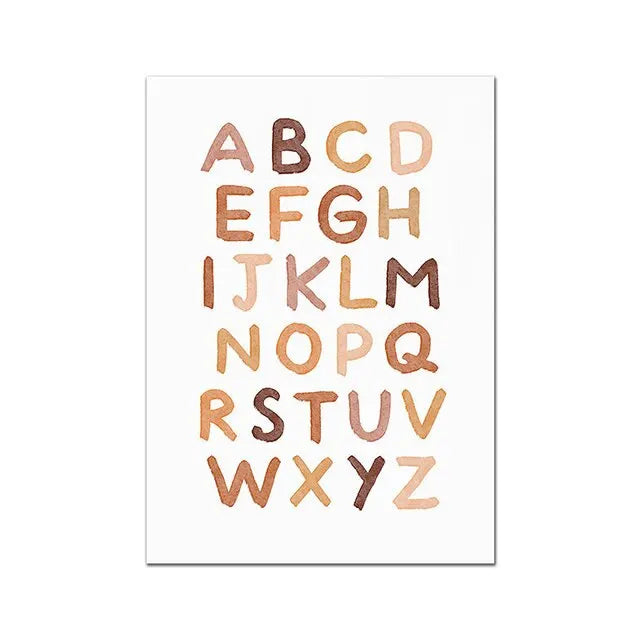 Boho ABC Alphabet Animal Canvas Print | Nursery Kids Room Decor