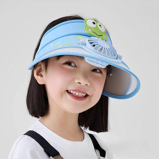 Kids Sun Visor Hat with Fan | 3-Speed USB Rechargeable UV Cap Kids Sun Visor Hat Peaceful Pleasures Health and Wellness
