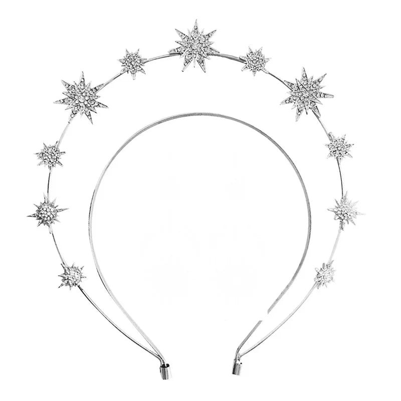 Halo Crown Stars Goddess Crown Halo Headband and Crowns for Women Boho Bridal Wedding Headpiece Peaceful Pleasures Health and Wellness Silver hair band China Mainland