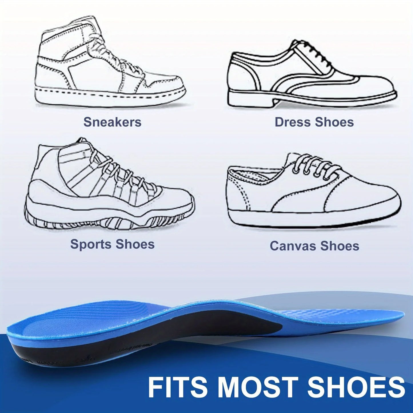 1 Pair Arch Support Insoles for Flat Feet, Shock Absorption Sports Insoles for Men & Women, Relieves Plantar Fasciitis Heel Spur Peaceful Pleasures Health and Wellness