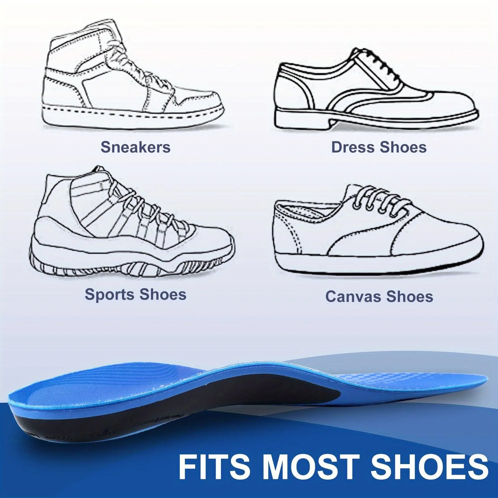 1 Pair Arch Support Insoles for Flat Feet, Shock Absorption Sports Insoles for Men & Women, Relieves Plantar Fasciitis Heel Spur Peaceful Pleasures Health and Wellness