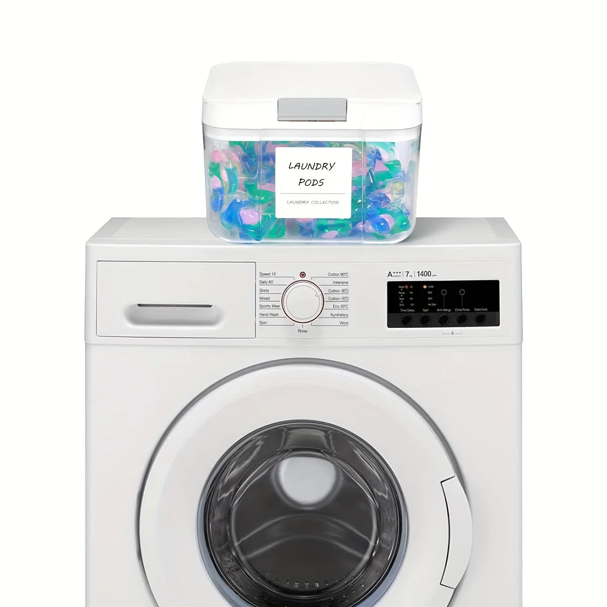 Laundry Pod Holder with Lid – Sealed Auto Pop-Up Large Capacity Organizer Box