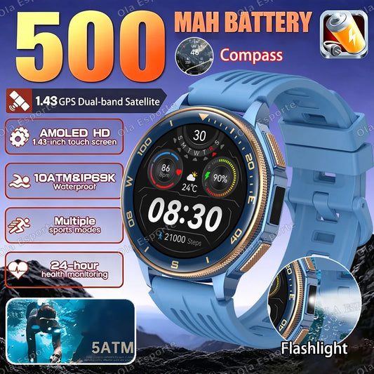Ola Esporte GPS Smartwatch 1.43" AMOLED 500mAh 3ATM Sport GPS Sport Smartwatch Peaceful Pleasures Health and Wellness