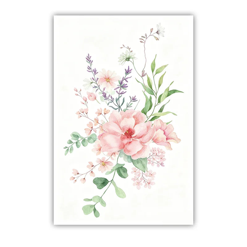 Custom Name Nursery Wall Art,pink Aesthetic wildflowers Canvas Painting, Nordic Poster Print for Baby, Toddler Kids Room Decor Peaceful Pleasures Health and Wellness