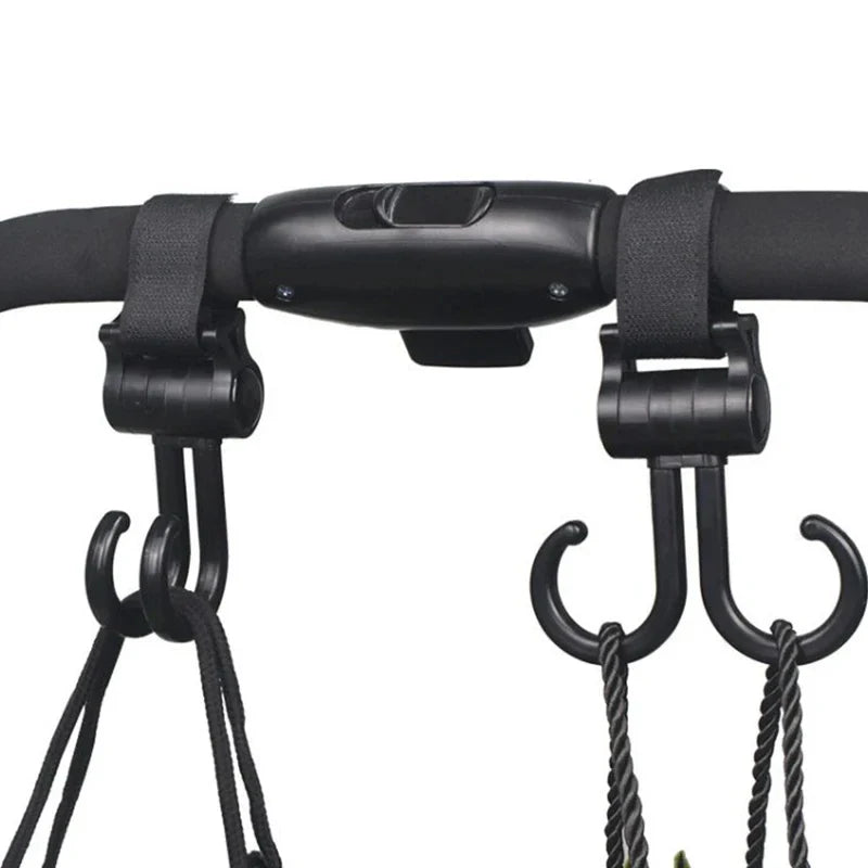 Double Hook Baby Stroller Hanger – 360° Rotation Organizer