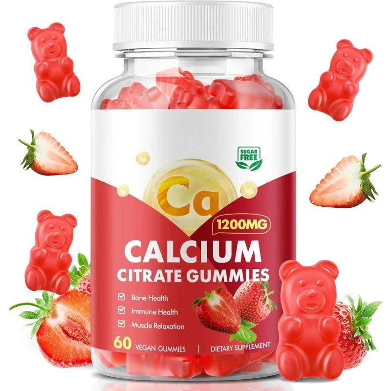 Calcium Citrate Gummies 1200mg Sugar Free – Strawberry 60ct