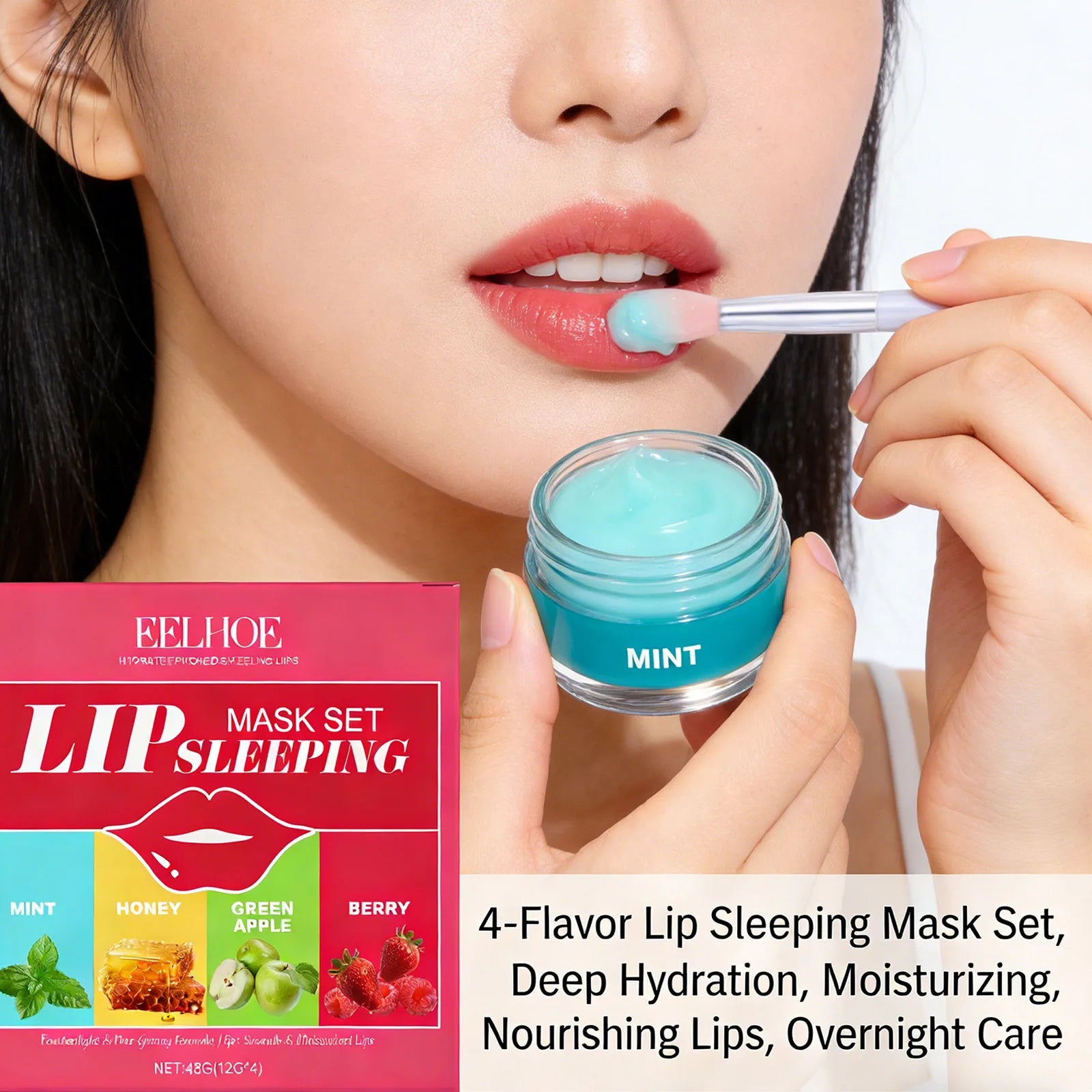 EELHOE 4-Flavor Sleep Lip Mask – Moisturizing Dead Skin Repair Sleep Lip Mask Peaceful Pleasures Health and Wellness