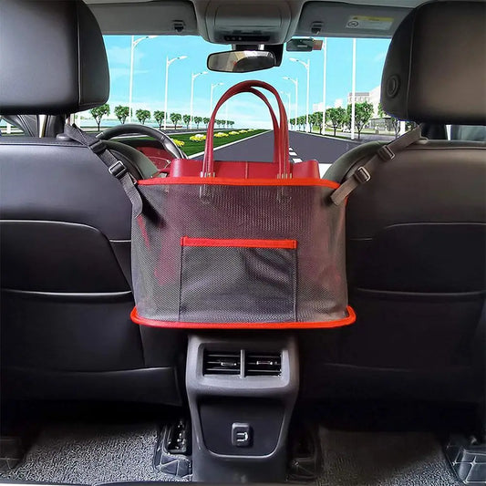 Car Seat Net Pocket Handbag Purse Holder Large Capacity Mesh Back Pouch Between Seats Storage Bag Organizer Car Accessories Peaceful Pleasures Health and Wellness