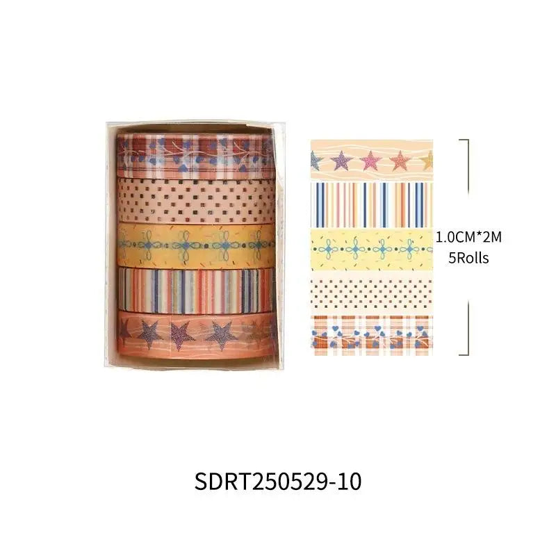 5-Pack Cherry Star Cartoon Washi Tape for Journals & Planners