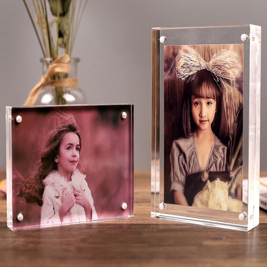 Transparent Acrylic Photo Frame Magnetic Poster Display Stand Room Peaceful Pleasures Health and Wellness 10x15cm