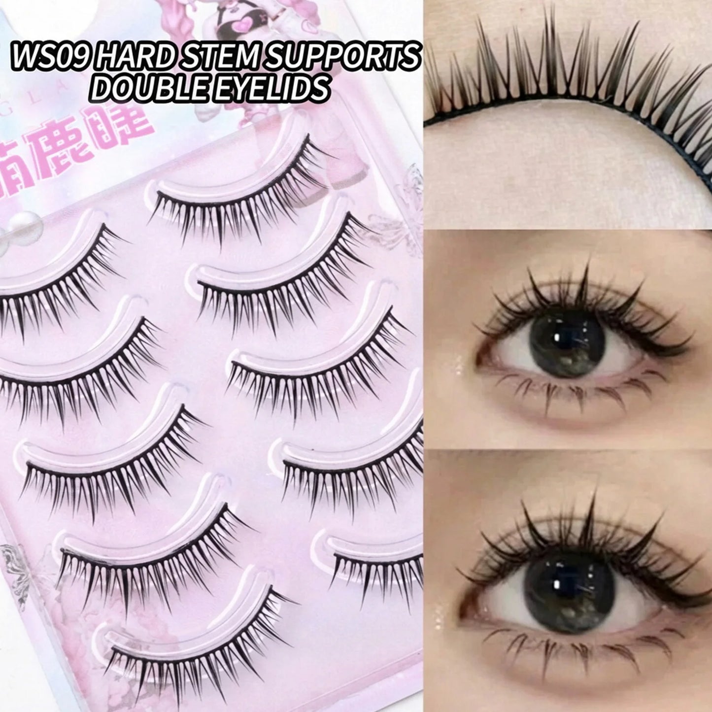 5 Pairs Cosplay False Eyelashes Wispy Eyelash Extension Enlarge Your Eyes With Hard Band Natural Makeup Party Daily Korean Style Peaceful Pleasures Health and Wellness B