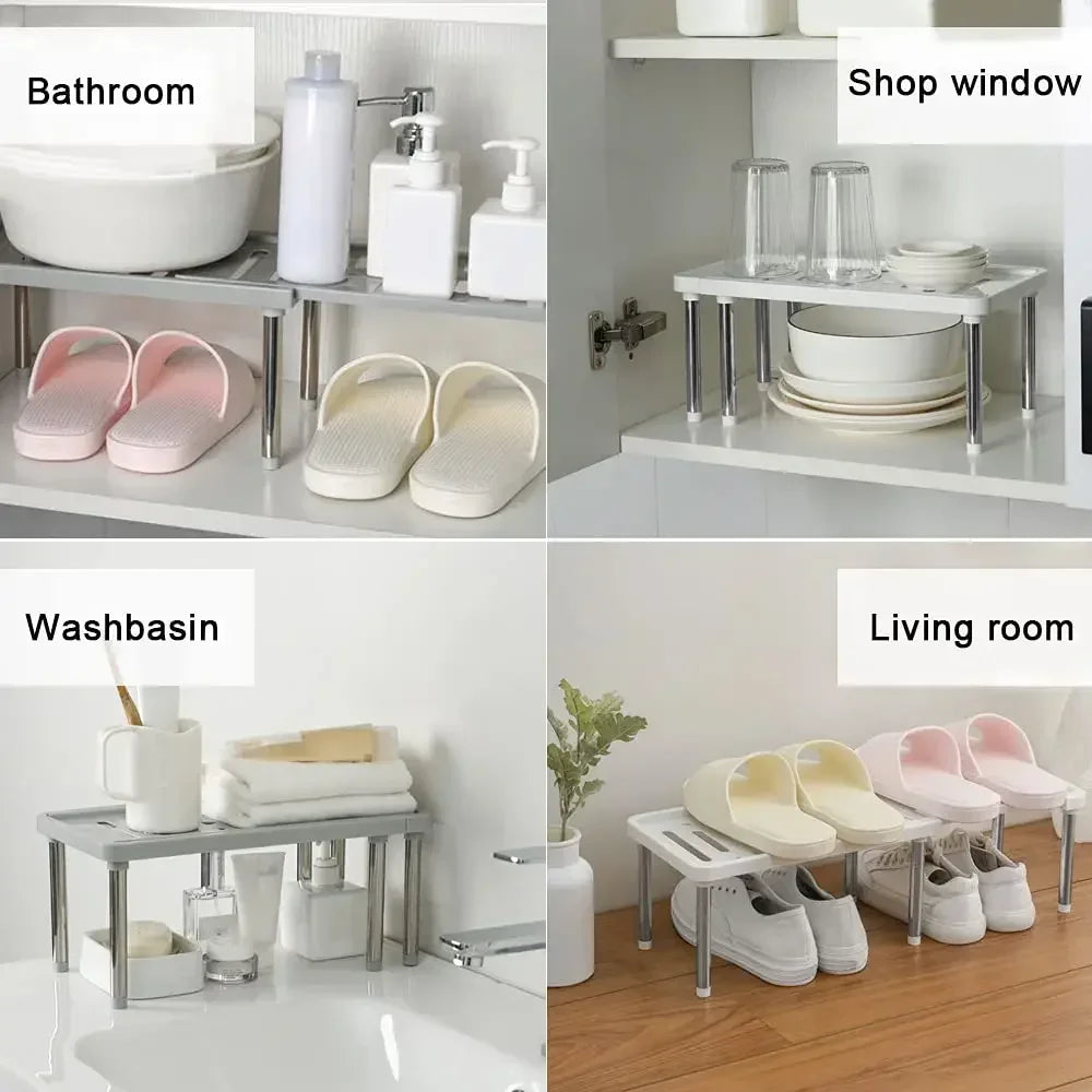 Expandable Kitchen Shelf Organizer | Adjustable Rack 35–61cm