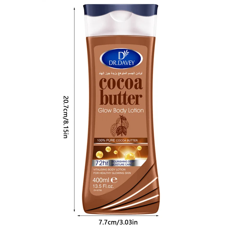 400ml Large Capacity Cocoa Fruit Body Lotion Replenishes Moisture, Leaves a Refreshing and Non Greasy Scent Peaceful Pleasures Health and Wellness