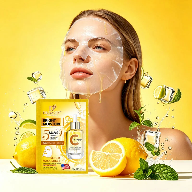 DR.DAVEY Vitamin C Serum Facial Mask Facial Care Moisturizing and Tender Skin Easy to Absorb Portable 10 Tablets/Box Peaceful Pleasures Health and Wellness