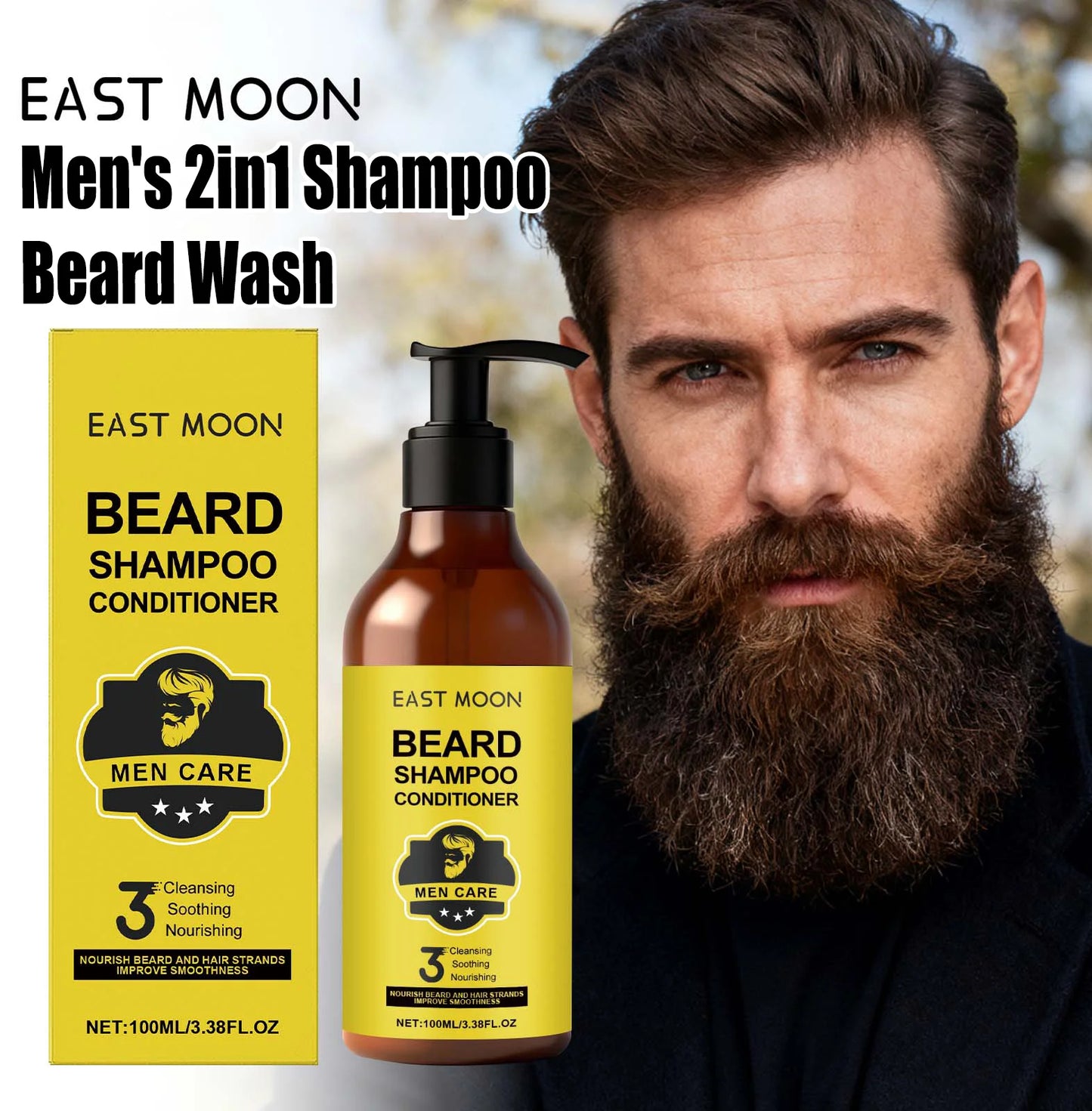 East Moon 2-in-1 Beard Shampoo & Conditioner for Men 100ml