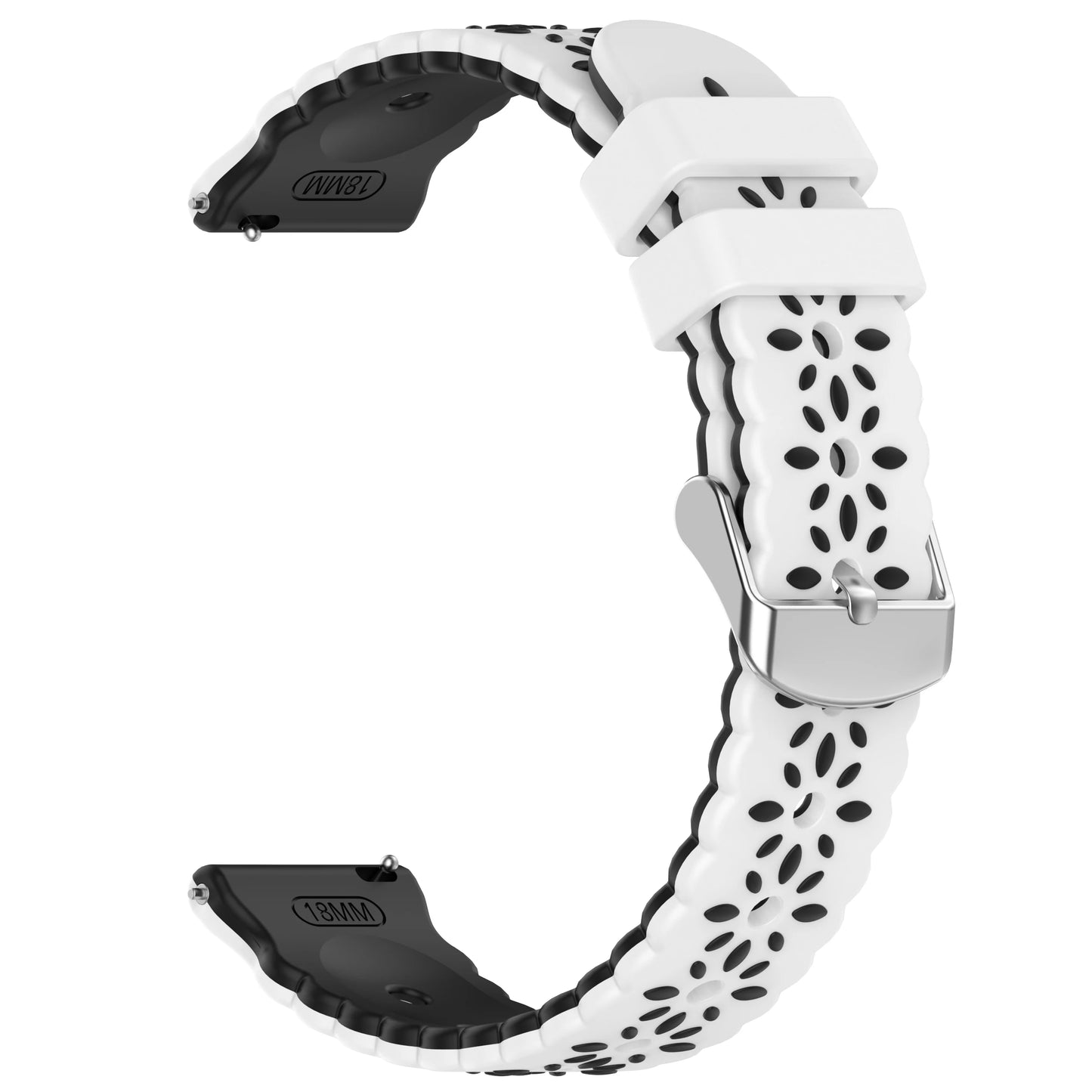 Silicone Watch Band 18mm 20mm – Huawei Samsung Garmin Strap Peaceful Pleasures Health and Wellness White Black 20 MM