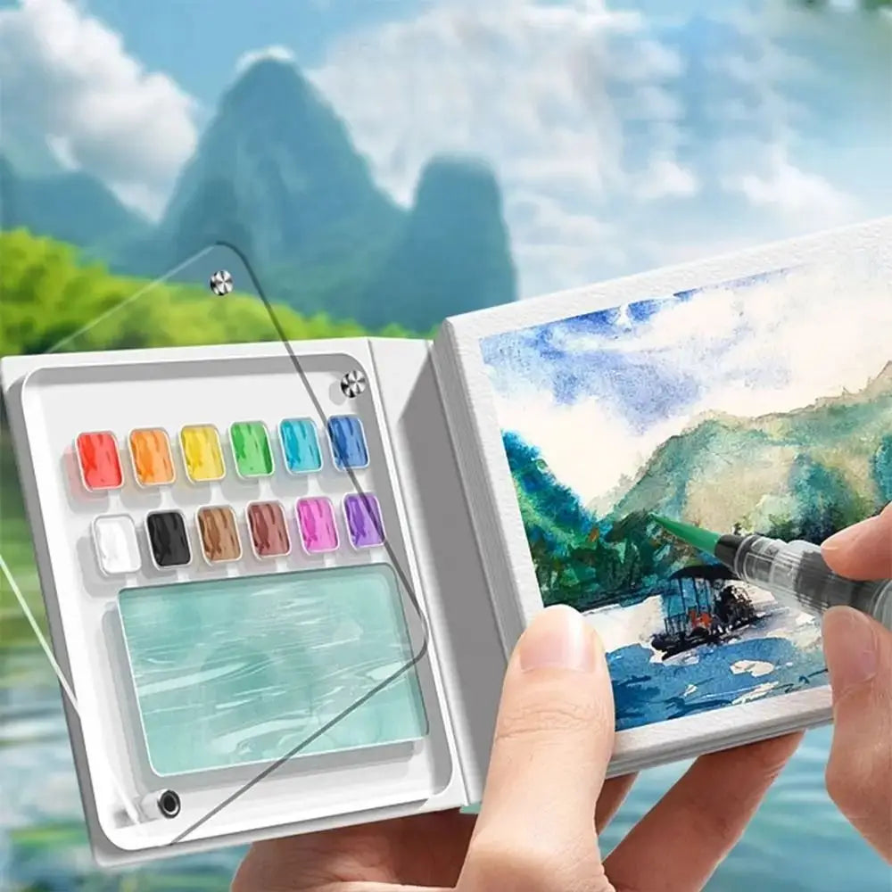 Acrylic Watercolor Paint Palette Set Mini Waterproof Travel Painting Tray Kit Portable with Tearable Book Empty Paint Box Artist Peaceful Pleasures Health and Wellness